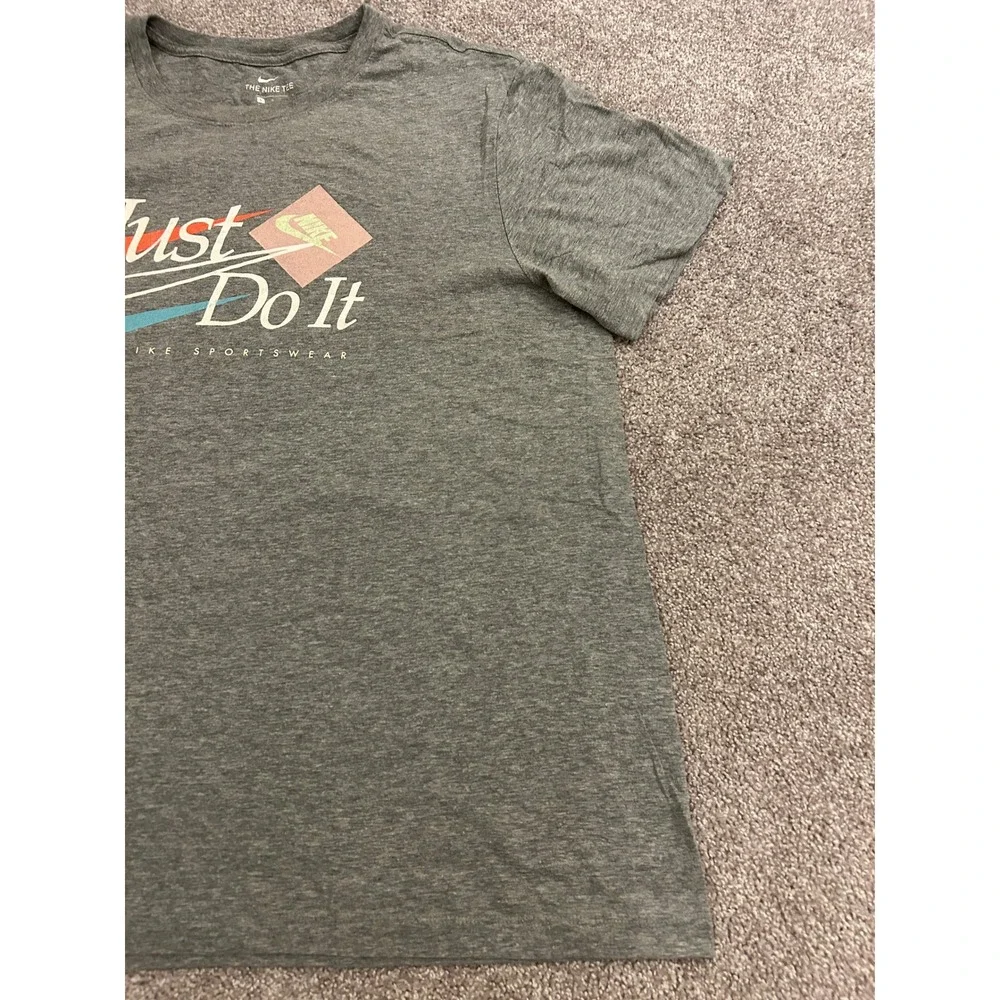 Nike T-Shirt Mens Large Gray Excellent Just Do It Graphic Short Sleeve Tee